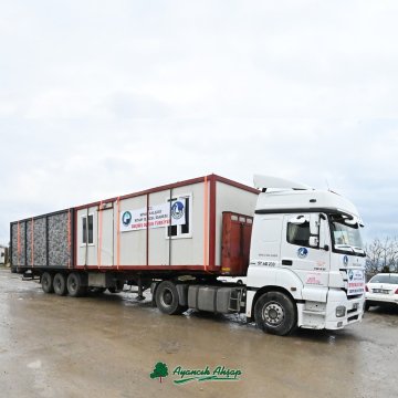 Afet Bölgesine Yaşam Konteyneri Desteğimiz | Ayancık Ahşap | Bio Pellet - Lambri - Yalı Baskı
